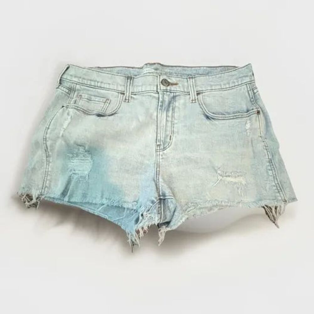 Old Navy Boyfriend Jean Shorts Womens Medium Light Wash Distressed Frayed Cutoff
